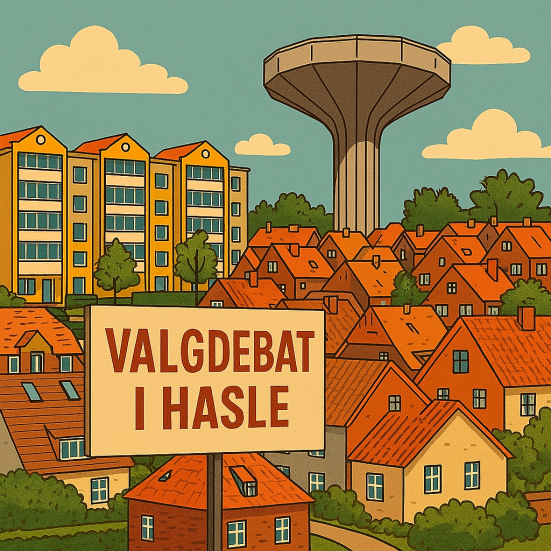 En tegning hvor man kan se forskellige kvarterer i Århus V